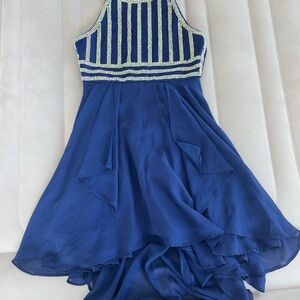 Rare Editions Girls Navy Blue Halter Dress